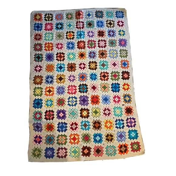 Handmade Bedding Vintage Afghan Blanket Throw Granny Squares